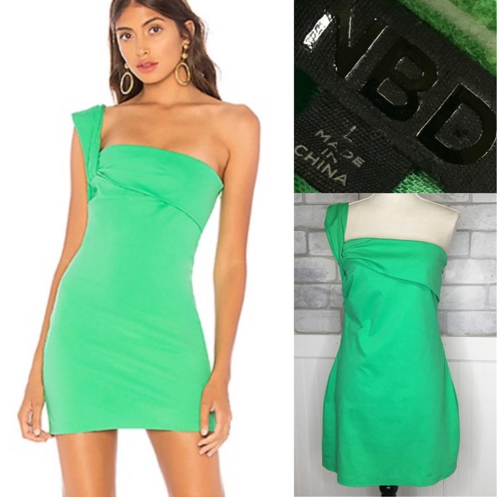NBD green elon party dress
